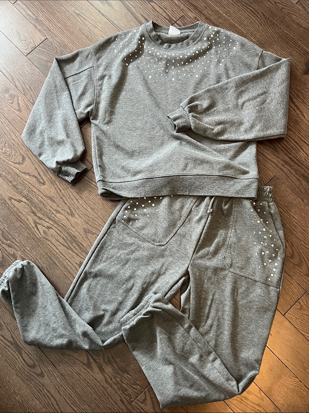 Zara Girls Stone Embellished Sweatshirt & Jogger Set